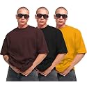 LEOTUDE Men39s Oversized Cottonblend Half Sleeve Round