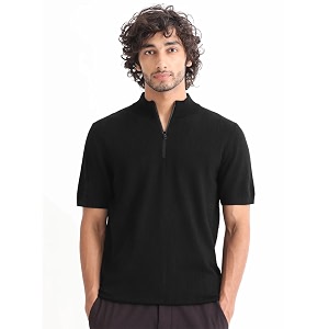 LEOTUDE Mens Polo Zipper Collor Neck Regular