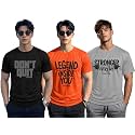 LEOTUDE Mens Polycotton Boxy Regular Fit Printed Half Sleeve Round Neck Combo Dailywear &amp; Gym Tshirts for Man (Colour: Multicolor)
