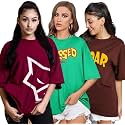 LEOTUDE Oversized Cotton Blend Printed Women39s T-Shirts