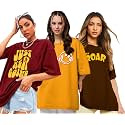 LEOTUDE Oversized Cotton Blend Printed Women39s T-Shirts