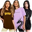 LEOTUDE Oversized Cotton Blend Printed Women39s T-Shirts