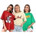 LEOTUDE Oversized Cotton Blend Printed Women39s T-Shirts