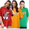LEOTUDE Oversized Cotton Blend Printed Women39s T-Shirts