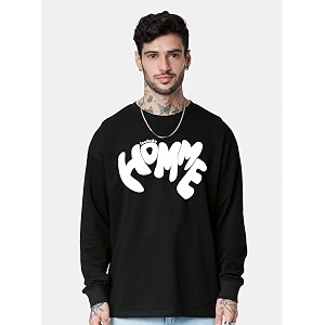 LEOTUDE Oversized Full Sleeve Cottonblend Graphic Printed