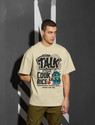 Leotude Printed Men Round Neck Beige T-Shirt