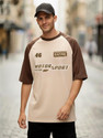 Leotude Printed Men Round Neck Beige T-Shirt