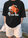 Leotude Men Printed Round Neck Cotton Blend Black T-Shirt