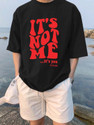Leotude Men Printed Round Neck Cotton Blend Black, Red T-Shirt
