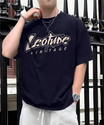 Leotude Men Printed Round Neck Cotton Blend Blue T-Shirt