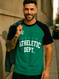 Leotude Printed Men Round Neck Green T-Shirt