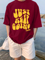 Leotude Men Printed Round Neck Cotton Blend Maroon T-Shirt