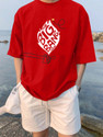Leotude Men Printed Round Neck Cotton Blend Red T-Shirt