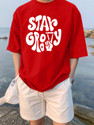 Leotude Men Printed Round Neck Cotton Blend Red T-Shirt