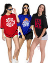 Leotude Printed Women Round Neck Multicolor T-Shirt
