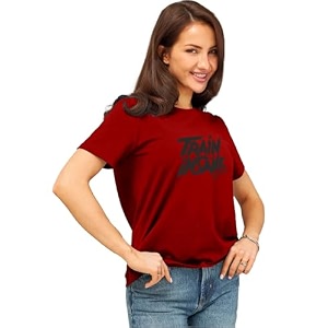 LEOTUDE Womens Boyfriend-Loose Fit Round Neck Half