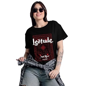 LEOTUDE Womens Short Sleeve with Round Neck