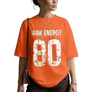 LEOTUDE Women Cottonblend Drop Shoulder Oversized Round
