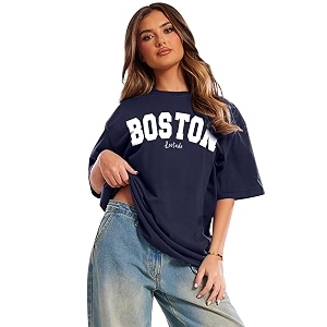 LEOTUDE Women Cottonblend Drop Shoulder Oversized Round