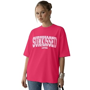 LEOTUDE Women Cottonblend Drop Shoulder Oversized Round