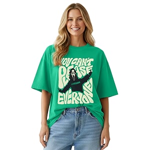 LEOTUDE Women Cottonblend Drop Shoulder Oversized Round