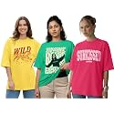 LEOTUDE Women Cottonblend Drop Shoulder Oversized Round