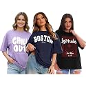 LEOTUDE Women Cottonblend Drop Shoulder Oversized Round