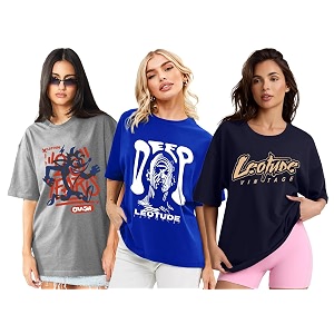 LEOTUDE Women Cottonblend Oversized Baggy Fit Half
