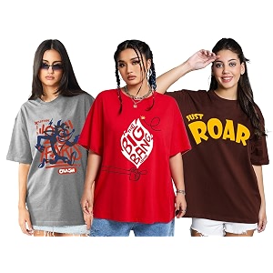 LEOTUDE Women Cottonblend Oversized Baggy Fit Half