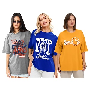 LEOTUDE Women Cottonblend Oversized Baggy Fit Half