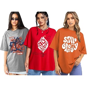 LEOTUDE Women Cottonblend Oversized Baggy Fit Half