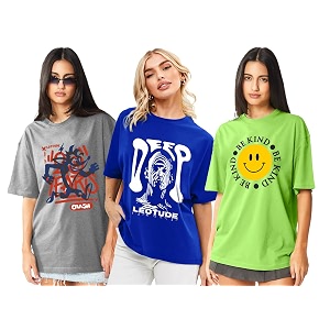 LEOTUDE Women Cottonblend Oversized Baggy Fit Half
