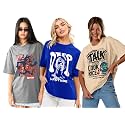 LEOTUDE Women Cottonblend Oversized Baggy Fit Half