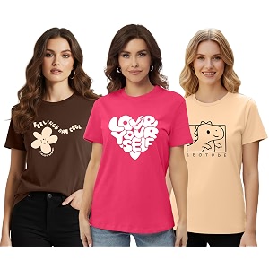 LEOTUDE Women Half Sleeve Loose Fit Cottonblend
