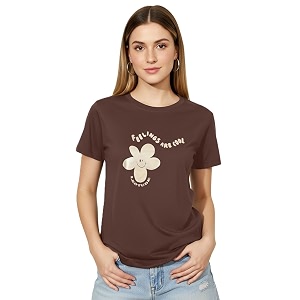 LEOTUDE Women Half Sleeve Loose Fit Cottonblend