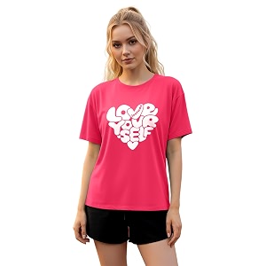 LEOTUDE Women Half Sleeve Loose Fit Cottonblend
