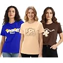LEOTUDE Women Half Sleeve Loose Fit Cottonblend