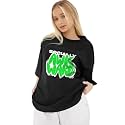 LEOTUDE Womens Oversized Round Neck Half Sleeve