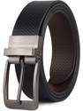 LEOWINGS Men Formal Black Genuine Leather Reversible