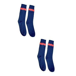 lepax kv school kendriya vidhyalaya lycra cotton uniform socks for boys amp girls navy blue with red stripes unisex pack of 2 free size 6-7 years r005