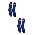 Lepax KV School (Kendriya Vidhyalaya) Lycra Cotton Uniform Socks for Boys & Girls Navy Blue with Red Stripes Unisex Pack of 2 Free Size 6-7 Years R005