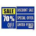 LEPPO Sale Upto 25% I 50% I 70% Off & Discount Sale, Special, Limited Period Self Adhesive Laminated Poster & Stickers Use for Retail Stores, Shops, Malls - Combo Pack BLUE (70% OFF, 5 Pc Qty)