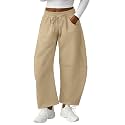 Lepunuo Barrel Sweatpants Women Casual Baggy Elastic