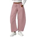 Lepunuo Barrel Sweatpants Women Casual Baggy Elastic