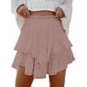 Lepunuo Boho Shorts for Women High Waisted Ruffle Tiered Flowy Skirts with Shorts Underneath Western Skorts
