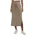 Lepunuo Women's High Waisted Sweat Maxi Skirt with Pockets Slit