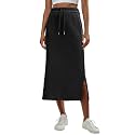 Lepunuo Women's High Waisted Sweat Maxi Skirt with Pockets Slit