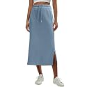 Lepunuo Women's High Waisted Sweat Maxi Skirt with Pockets Slit
