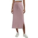 Lepunuo Women's High Waisted Sweat Maxi Skirt with Pockets Slit