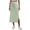 Lepunuo Women's High Waisted Sweat Maxi Skirt with Pockets Slit